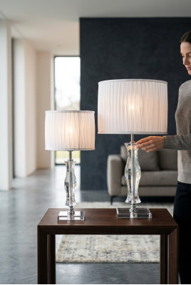 Lámpara de cristal con brillo, lámpara de mesa blanca, lámpara de mesilla de noche, nuevo, lámpara de escritorio.