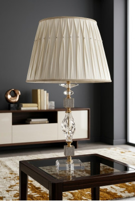 Lámpara de mesa de lujo elegante lámpara de mesa beige de mesa de cristal nueva