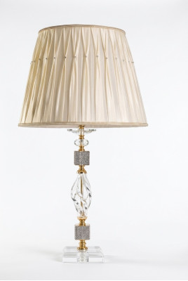 Lámpara de mesa de lujo elegante lámpara de mesa beige de mesa de cristal nueva