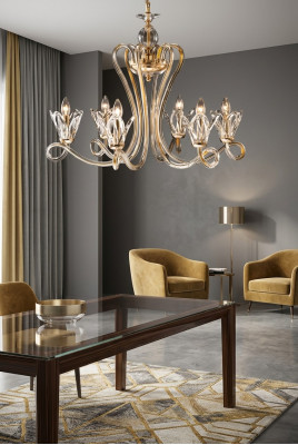 Lujoso candelabro de cristal Lámpara colgante Candelabro Lámpara de techo