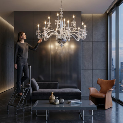 Lámpara de techo de araña Lujoso candelabro de cristal Lámpara colgante