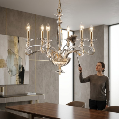 Lámpara de araña de cristal con 6 luces colgantes, lámpara, luz de techo.