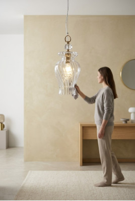 Lámpara de cristal de lujo, lámpara de techo elegante, lámpara de techo Siros nueva.