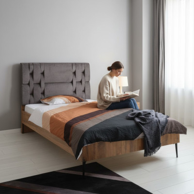 Dormitorio de lujo, mesita de noche, camas, cama, conjunto completo de 2 piezas, diseño de mobiliario.
