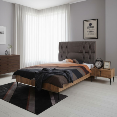 Dormitorio de lujo, mesita de noche, camas, cama, conjunto completo de 2 piezas, diseño de mobiliario.