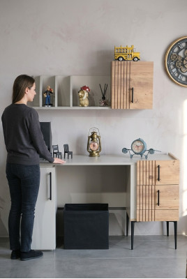 Conjunto completo de muebles de oficina con estilo, estantes de alta calidad, escritorio de madera nuevo.
