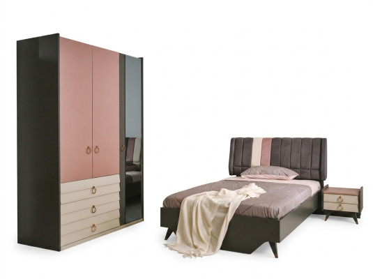 Juego de dormitorio cama mesita de noche armario moderno conjunto de lujo Setra.