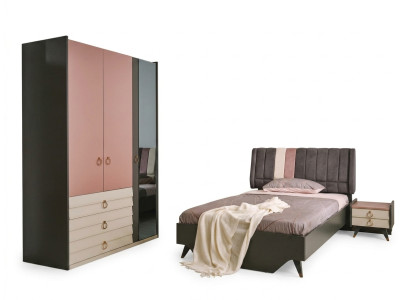 Juego de dormitorio cama mesita de noche armario moderno conjunto de lujo Setra.