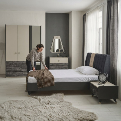 Lujoso dormitorio elegante Conjunto de muebles cama moderna de 5 piezas.