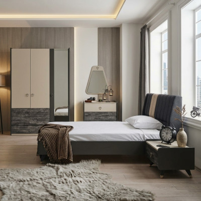 Lujoso dormitorio elegante Conjunto de muebles cama moderna de 5 piezas.