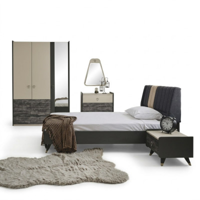 Lujoso dormitorio elegante Conjunto de muebles cama moderna de 5 piezas.