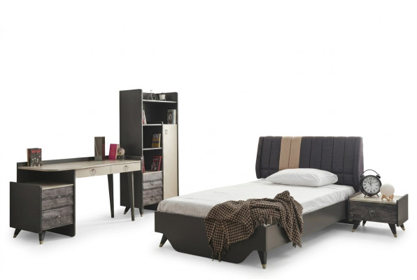Juego de dormitorio de lujo elegante. Cama librería