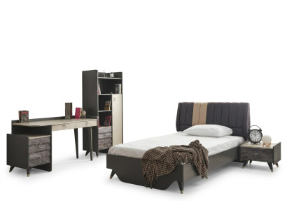 Juego de dormitorio de lujo elegante. Cama librería
