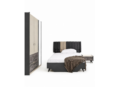 Lujoso conjunto de dormitorio elegante Delta cama mesita de noche armario