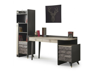 Moderno y lujoso escritorio de madera gris para dormitorio, elegante y nuevo.