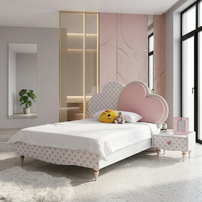 Camas de lujo Cama infantil Dormitorio infantil Cama Muebles de cama infantil Madera Blanca Nuevo