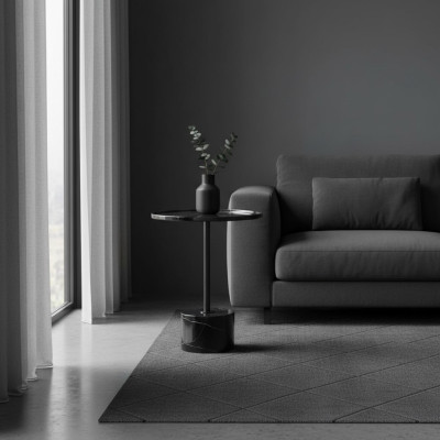 Elegante mesa auxiliar negra, mesa de centro, cómoda de dormitorio, mesas.