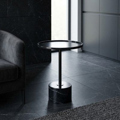 Mesa auxiliar de mármol negro, mesa de centro, cómoda de dormitorio, mesas nuevas.