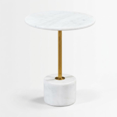 Mesa de centro redonda de mármol blanco moderna de lujo, mesa auxiliar nueva