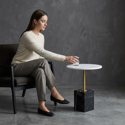 Mesa de centro moderna de alta calidad, redonda, elegante mesa auxiliar de lujo.