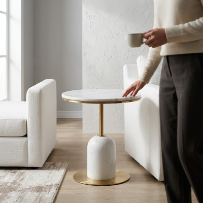 Mesa auxiliar blanca Mesa de café moderna de diseñador Sala de estar nueva