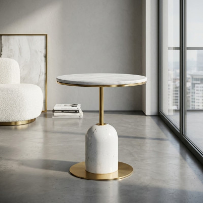 Mesa auxiliar blanca Mesa de café moderna de diseñador Sala de estar nueva