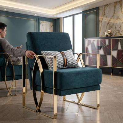 Sillones de lujo diseño moderno verde Sillón relax Asiento de lujo Sala de espera nueva.
