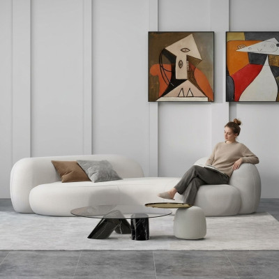 Sofá moderno de 3 plazas blanco de Alta calidad Sofás de diseño textil nuevo con estilo