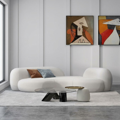 Sofá moderno de 3 plazas blanco de Alta calidad Sofás de diseño textil nuevo con estilo
