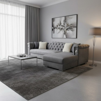Sofá de esquina Sofá Sofá de esquina Conjunto de diseño de sofás Sala de estar en tela gris