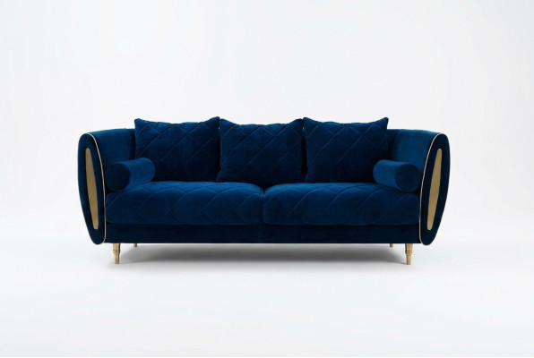 Diseño azul 2 plazas Sofás relax Sofá Textil Acolchado Sofá Tela.