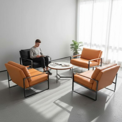 Silla tapizada asiento Diseño moderno Cuero Sillón Lounge lujo Sala de estar
