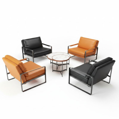 Silla tapizada asiento Diseño moderno Cuero Sillón Lounge lujo Sala de estar