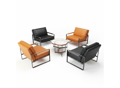Silla tapizada asiento Diseño moderno Cuero Sillón Lounge lujo Sala de estar