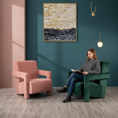 sillas de lujo para salón de diseño moderno verde.
