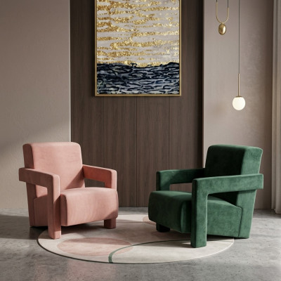 sillas de lujo para salón de diseño moderno verde.