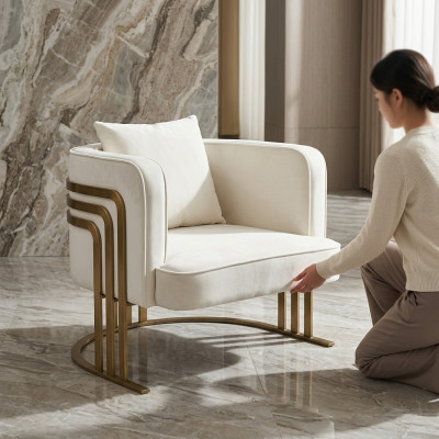 Tela de alta calidad Sillón elegante blanco Sillón moderno Sillón de TV Sofá