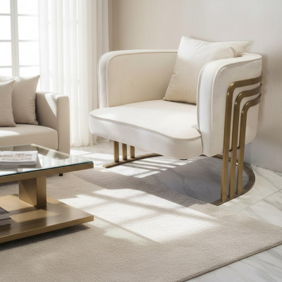 Tela de alta calidad Sillón elegante blanco Sillón moderno Sillón de TV Sofá