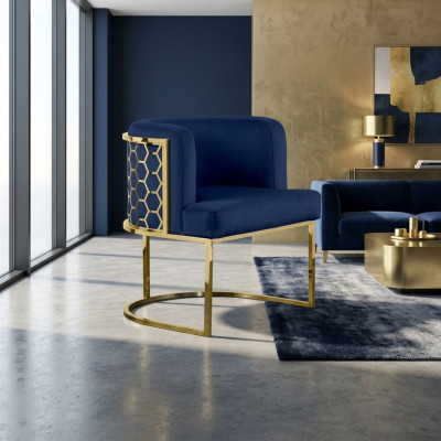 Silla moderna para comedor, sillas de club, silla tapizada azul, sillón nuevo lounge