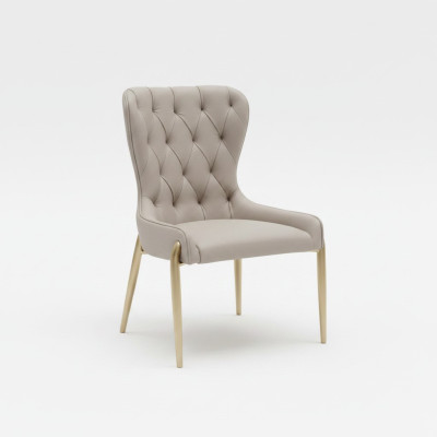Silla de metal Chesterfield de un solo asiento en beige Sillas de comedor de lujo Silla moderna