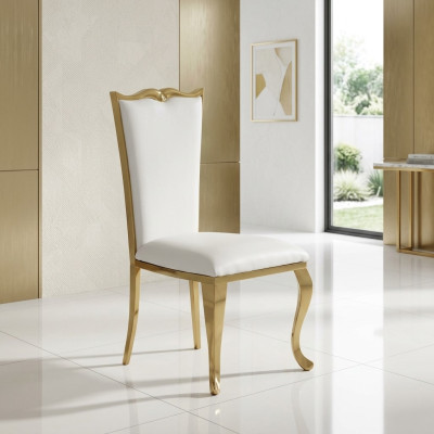silla de lujo blanca nueva silla silla tapizada sillón estilo metálico diseño elegante