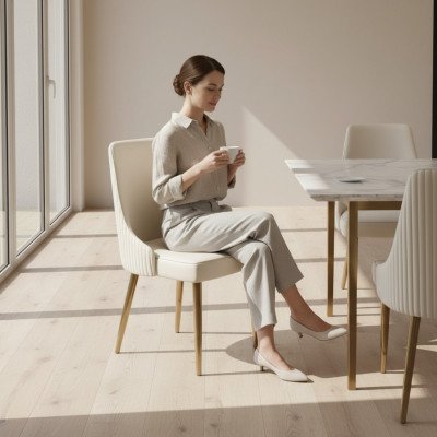 Estilo moderno Elegante Sillón Silla Blanco Asiento Acolchado Diseño Metal nuevo
