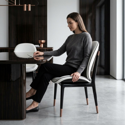 Sillas de comedor Sala de estar Marrón elegante silla con patas de madera Moderno