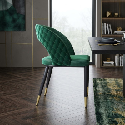 Sillas de comedor sala de estar verde elegante silla con patas de madera modernas