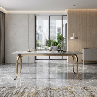 Mesa de comedor de lujo moderna, mesa de cocina rectangular de diseño, muebles de comedor.