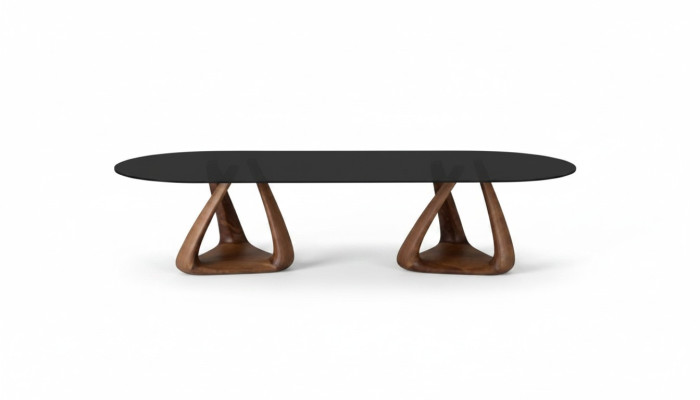 Diseñador Mesa de comedor negra de lujo Muebles de comedor de madera Placa ovalada