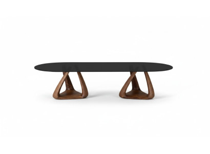 Diseñador Mesa de comedor negra de lujo Muebles de comedor de madera Placa ovalada