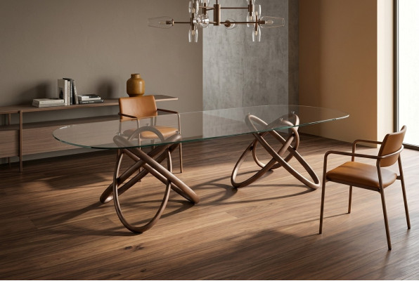 Diseñador Mesa de comedor moderna de lujo Ovalada Mesa de vidrio Muebles de vidrio Nuevo