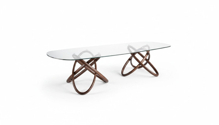 Diseñador Mesa de comedor moderna de lujo Ovalada Mesa de vidrio Muebles de vidrio Nuevo