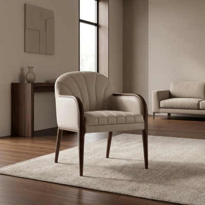 Silla de brazos blanca de diseñador, silla de madera de lujo acolchada, muebles sillas.